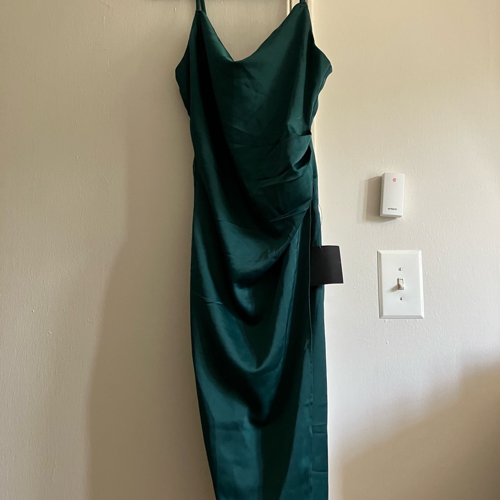 NWT Forest Green Satin Midi Dress